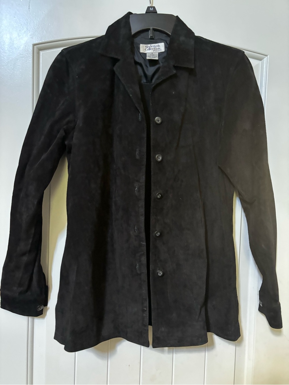Vintage Style & Co Y2K Black Genuine Suede Button Down Shirt Jacket PM